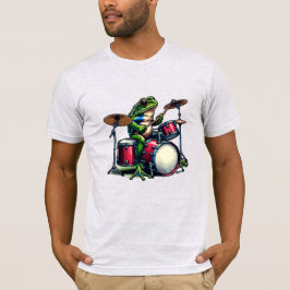 Lustig Tecknad Frog som spelar Drums T Shirt