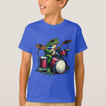 Lustig Tecknad Frog som spelar Drums