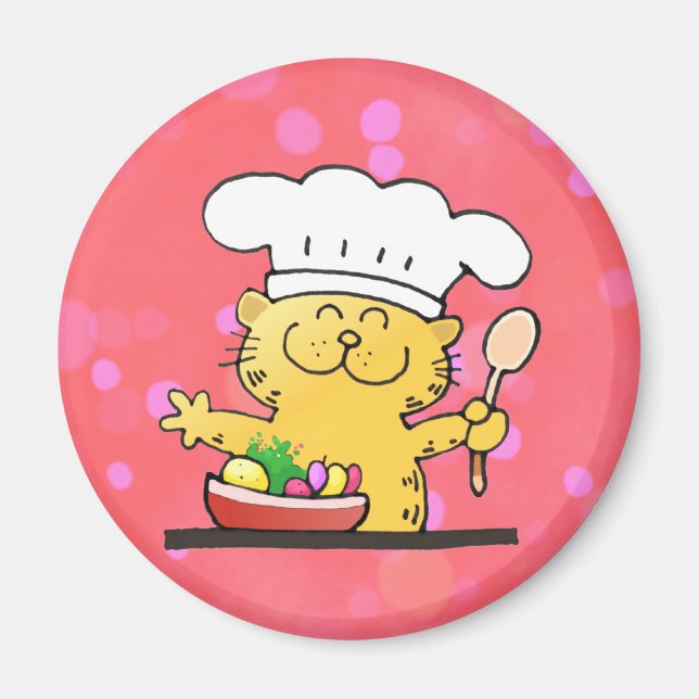 Lustig Tecknad | Funny Kattunge Chef Magnet (Framsidan)