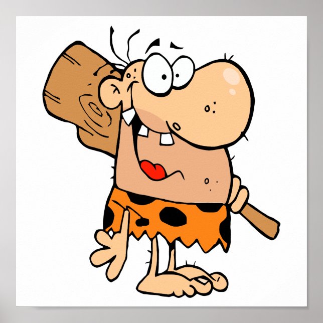 lustig tecknad grottman med klubb poster (Framsidan)