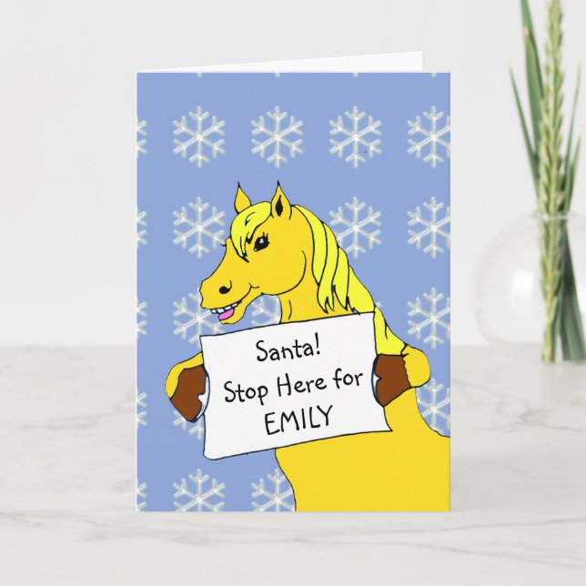 Lustig Tecknad Horse Kids jul Kort (Framsida)