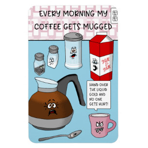 Lustig Tecknad Kaffe Pun Magnet