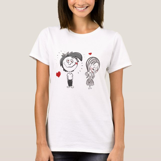 Lustig Tecknad Kupel, Boy and Girl T-Shirt (Framsida)
