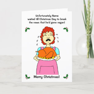 Lustig Tecknad Vegan Turkey Morsa jul Helgkort