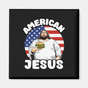 Lustig Tjock Amerikanska Jesus Hamburger Sarcastic Magnet