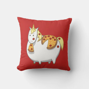 Lustig Tjock Unicorn Eating Pepperoni Pizza Kudde