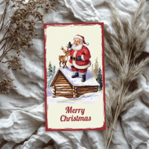 Lustig Vintage Jultomten med julklapp