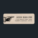 Lustig Vintage | Returadress av Personlig Etikett<br><div class="desc">Tungande adressetiketter med en vintage som pekar på handen.</div>