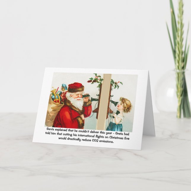 Lustig Vintage Santa Eco Friendly jul Helgkort (Framsida)