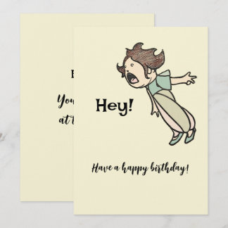 Lustig Vintage Shouting Girl Birthday Hälsning Kort