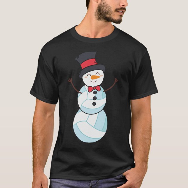 Lustig volleyball snögubbe christmas t shirt (Framsida)