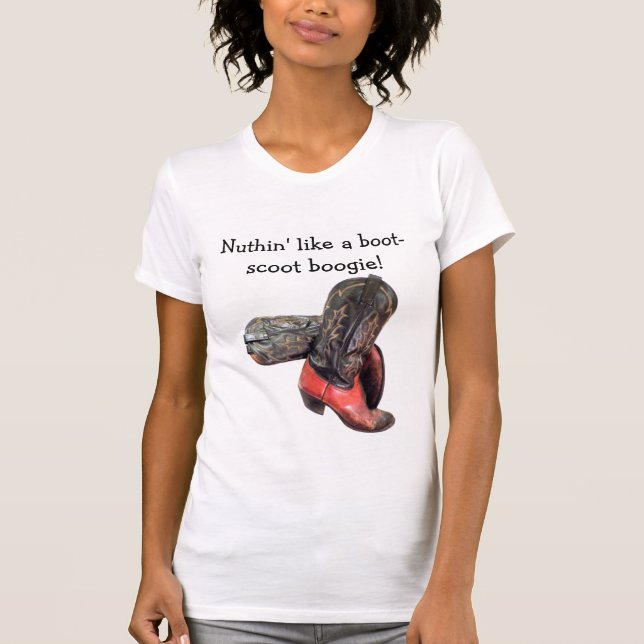 Lustig Western Cowboy Boot Scoot T-shirt (Framsida)