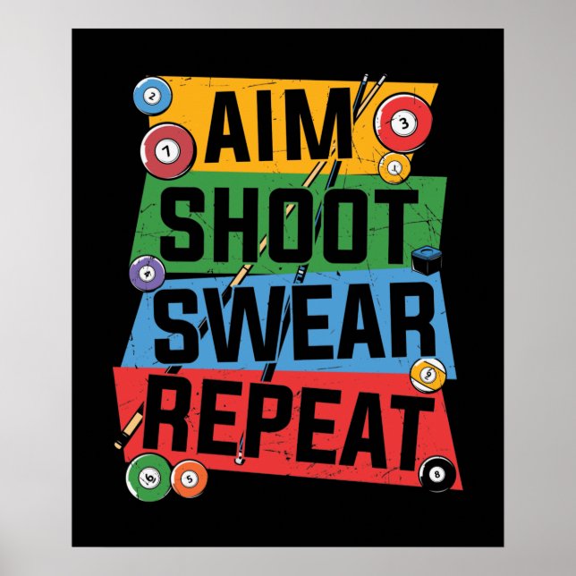 lustiga Billiards älskare ord art Poster (Framsidan)