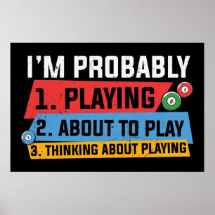 lustiga Billiards älskare ord art Poster
