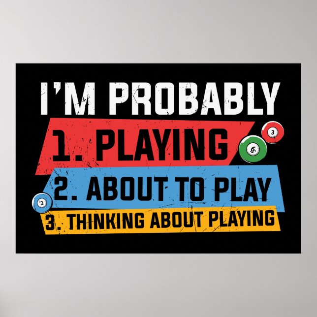 lustiga Billiards älskare ord art Poster (Framsidan)