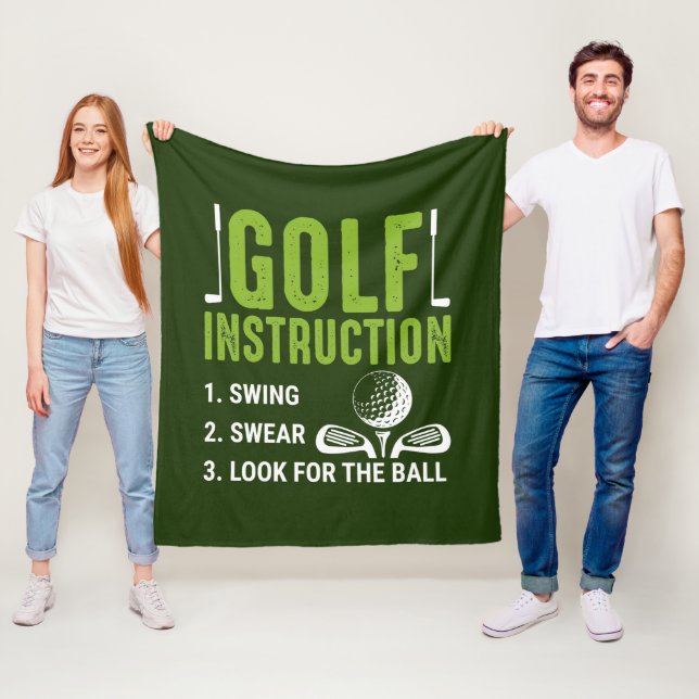 lustiga Golf-instruktioner ord art Fleecefilt (På plats)