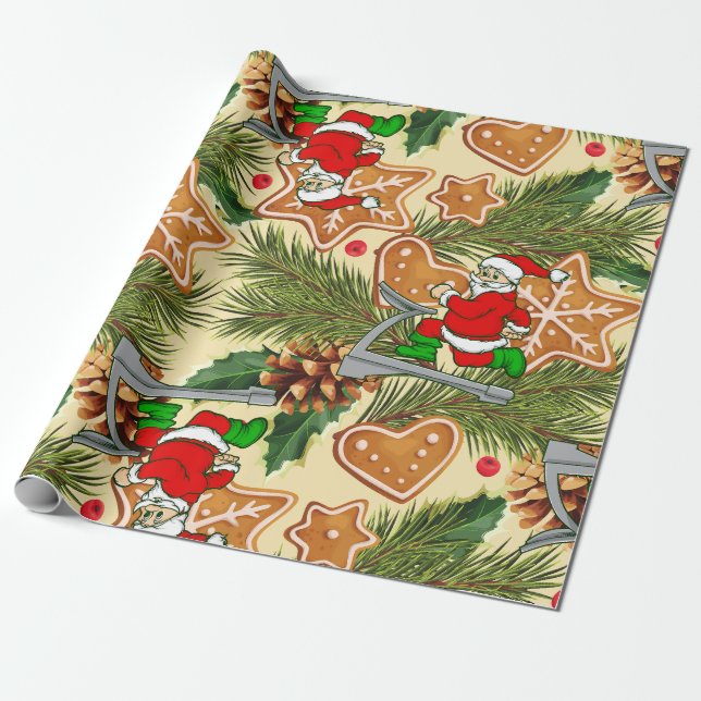 Lustiga jultomtreadmill Santa cookies Presentpapper (Utrullad)
