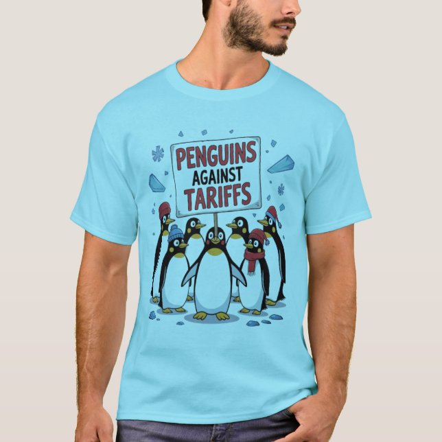 Lustiga penguiner mot tariffprotester t shirt (Framsida)