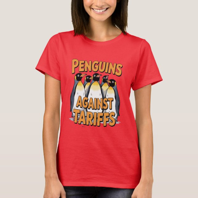 Lustiga penguiner mot tariffprotester t shirt (Framsida)