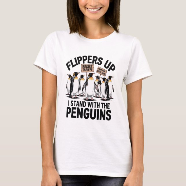 Lustiga penguiner mot tariffprotester t shirt (Framsida)
