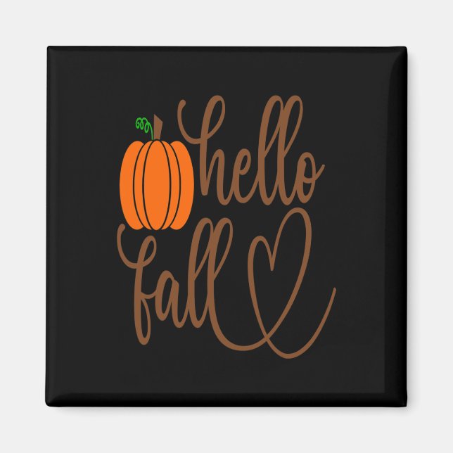 Lustiga Pumpkin ansikte Halloween Hej Fall-pojkar  Magnet (Framsidan)