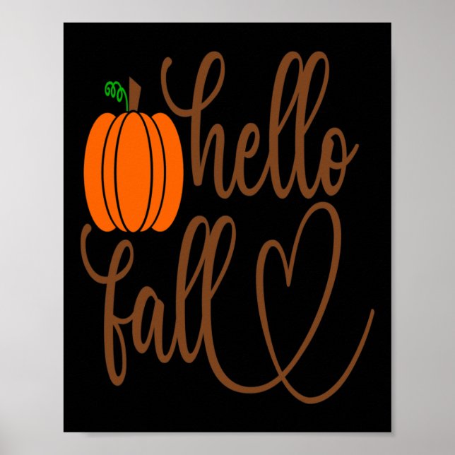 Lustiga Pumpkin ansikte Halloween Hej Fall-pojkar  Poster (Framsidan)