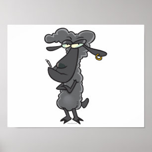 lustiga svarta får tecknade figurer poster