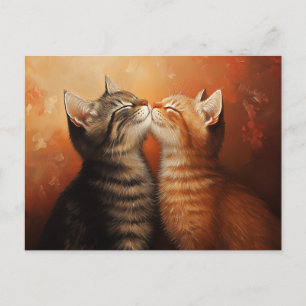 Lustiga Valentineser kyssar kittens Vykort