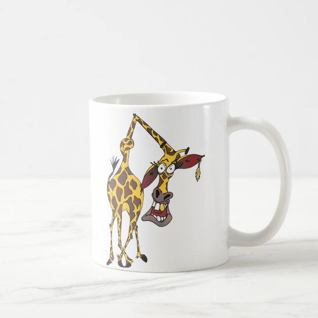 lustige Giraffe mit Ohrring und Goldzahn Kaffemugg (Höger)