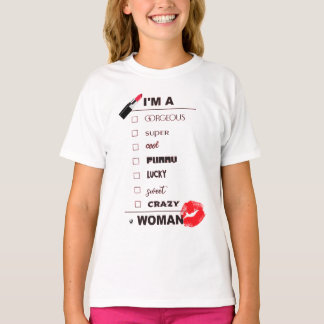 Lustige Inschrift mit rotem Lippenstift und Lippen T Shirt