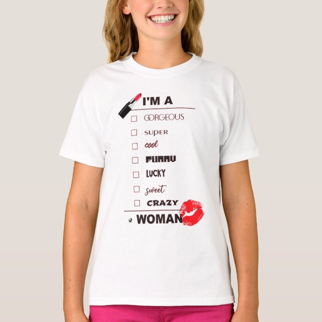 Lustige Inschrift mit rotem Lippenstift und Lippen T Shirt (Framsida)