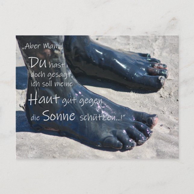 Lustige Urlaubsgrüße mit schlammigen Füßen Vykort (Framsida)