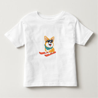Lustiger Corgi on skis T Shirt