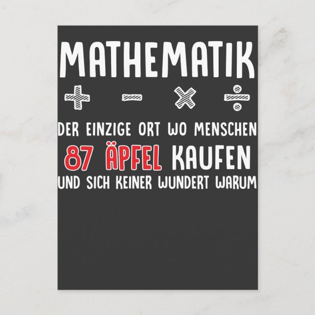 Lustiger Mathe Nerd Spruch Mathematik Schule Vykort (Framsida)