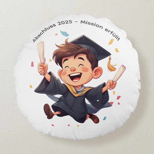 Lustiges Abschluss-Kissen Rund Kudde (Framsidan)