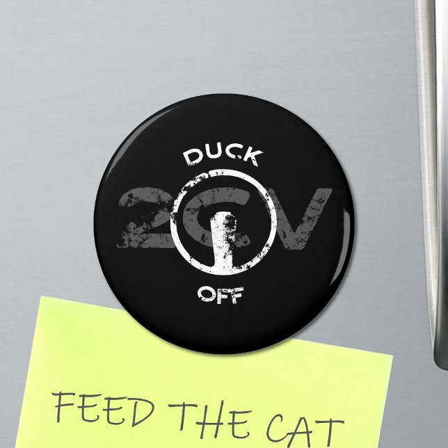 Lustiges Oldtimer 2cv Anka Av Påstående Magnet (2CV Magnet in Black with a White Steering Wheel Illustration of the Deux Chevaux )