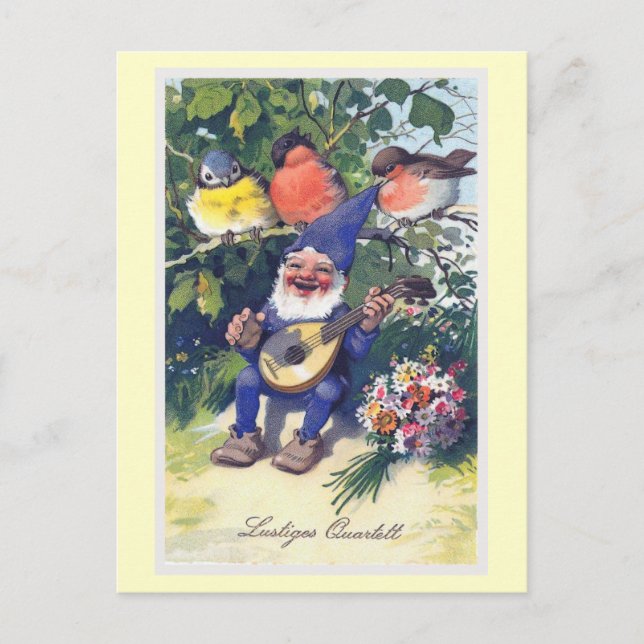 "Lustiges Quartett" vintagetysk Vykort (Framsida)