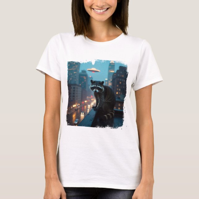 Lustiges Sci-Fi-Waschbär-Design T Shirt (Framsida)