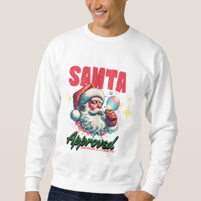 🎅 Lustiges Weihnachts-Shirt – Santa Approved Lång Ärmad Tröja (Framsida)