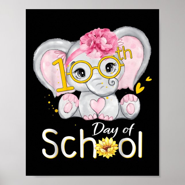 Lustigt 100 dagar av skolskepp Elephant 100 dagar Poster (Framsidan)