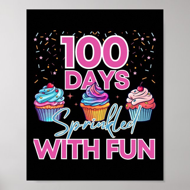 Lustigt 100 dagar Cuptårta Boys Kids 100 dagar Spr Poster (Framsidan)