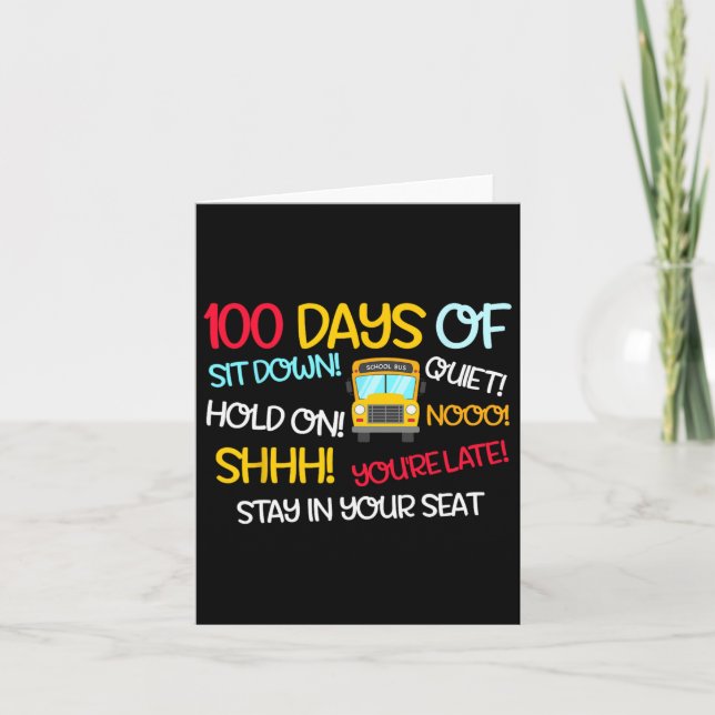 Lustigt 100 dagars Buss-chaufför, 100:e Scho-dagen Kort (Framsida)