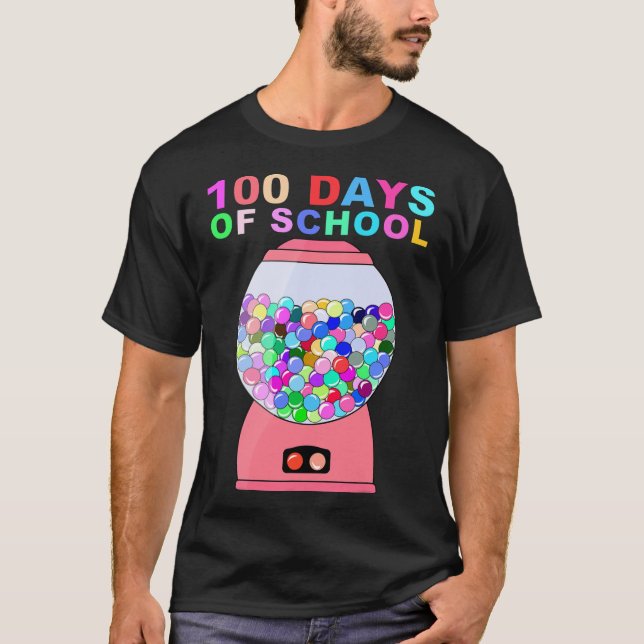 Lustigt 100 dagars skolgummi maskin för barn t shirt (Framsida)