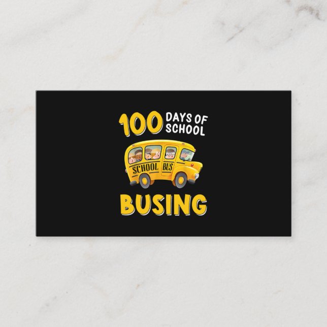 Lustigt 100-dagarsdisken Skolfärd 100 dagar Buss Visitkort (Framsida)