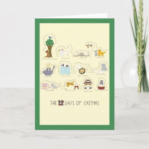 Lustigt 12 dagar av Catmas jul Helgkort