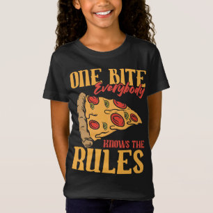 Lustigt 1 Bita Pizza Alla känner till regler mat T Shirt