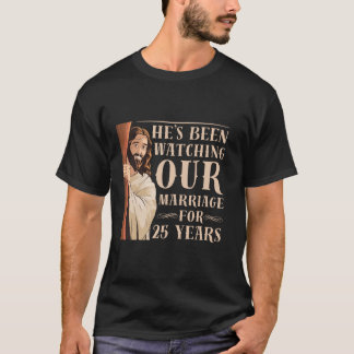 Lustigt 25:e Bröllop-årsdagen Christian Jesus Hus T Shirt