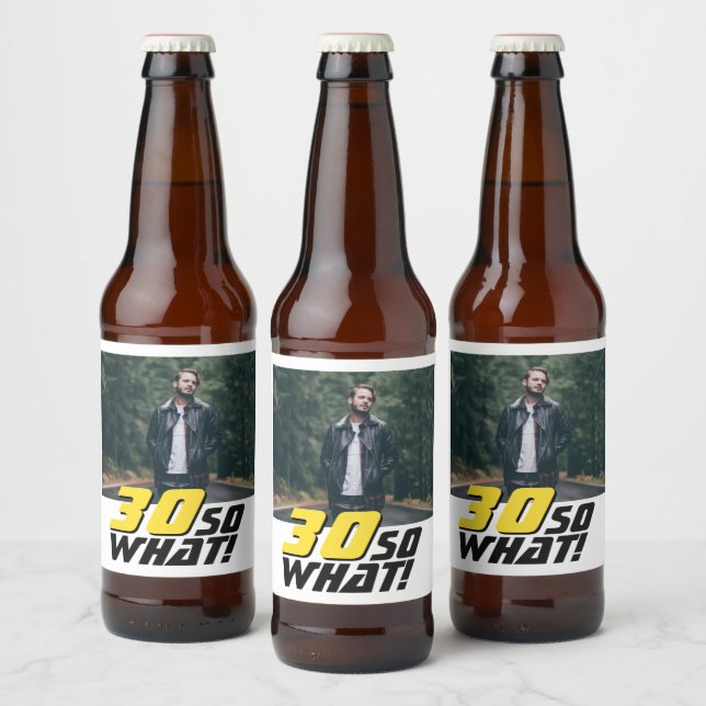Lustigt 30, så vad är foto 30års födelsedag? ölflaska etikett (Flaskor)