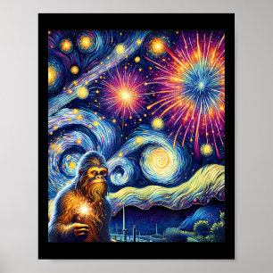 Lustigt 4:e juli Bigfoot Nattfyrverkerier 4:e Poster