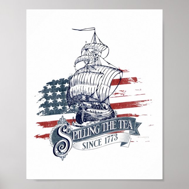 Lustigt 4:e juli då Tea spillades sedan 1773 Fyra Poster (Framsidan)